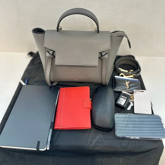 ❤️SOLD❤️ Auth CELINE Micro Grey Belt Bag in Grained Leather 9 x 8 IN - Picture 11 of 16